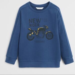Mango kids blue graphic motorcycle sweatshirt size 8